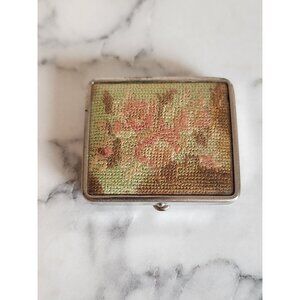 Vintage Floral Tapestry Powder Compact With Mirror